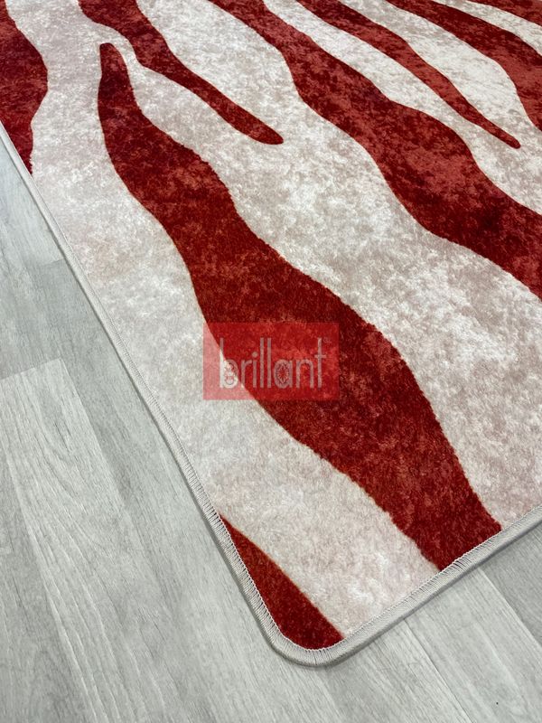 (turuncu) Zebra Desen Turuncu Renk Lateks Taban Salon Antre Halı - 5