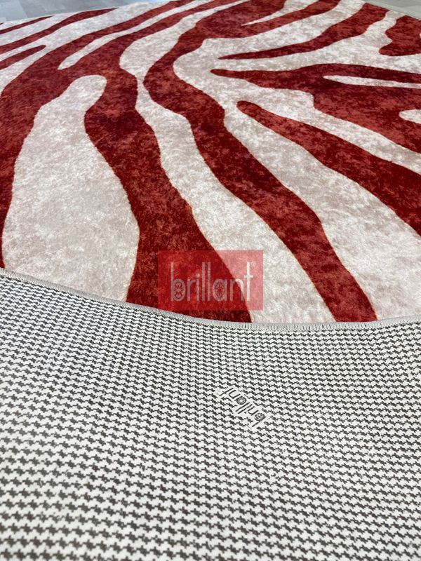 (turuncu) Zebra Desen Turuncu Renk Lateks Taban Salon Antre Halı - 6