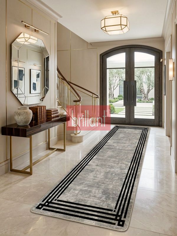 (gri) Çerçeveli Gri Renk Lateks Taban Salon Halısı - 3
