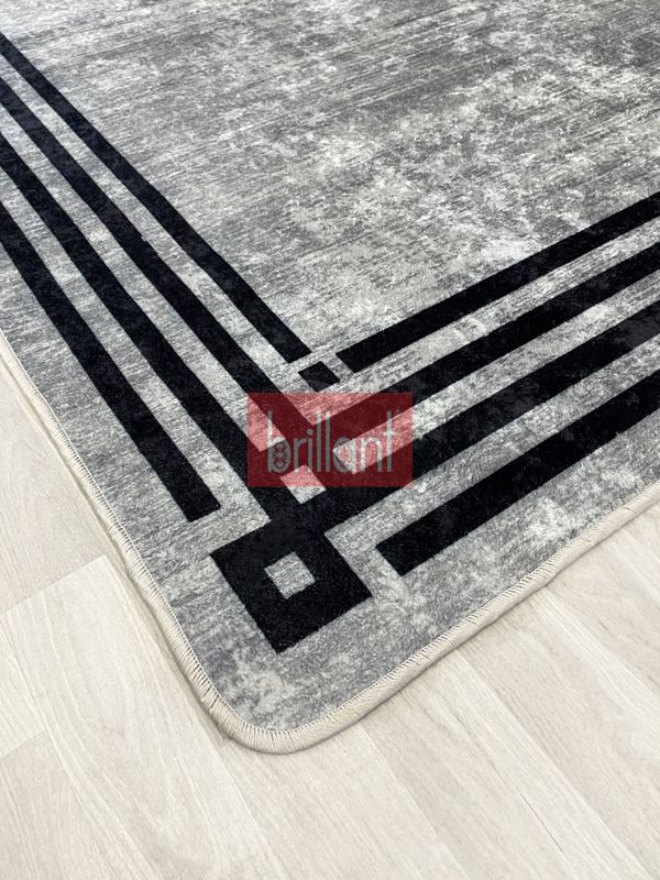 (gri) Çerçeveli Gri Renk Lateks Taban Salon Halısı - 5