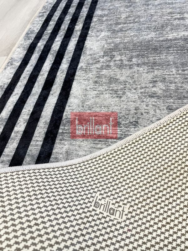 (gri) Çerçeveli Gri Renk Lateks Taban Salon Halısı - 6