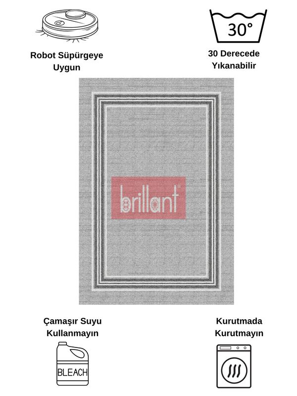 (gri) Sisal Hasır Görünümlü Lateks Taban Yolluk Antre Halı - Gri - 8