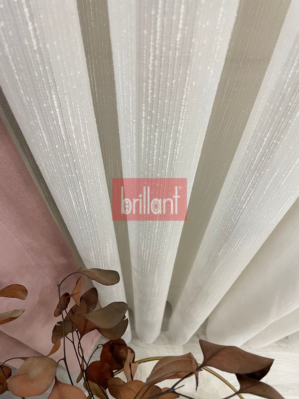 (ekru) Şantuklu Şeffaf Simli Kırık Beyaz 1/3 Sık Pile Tül Perde - 2