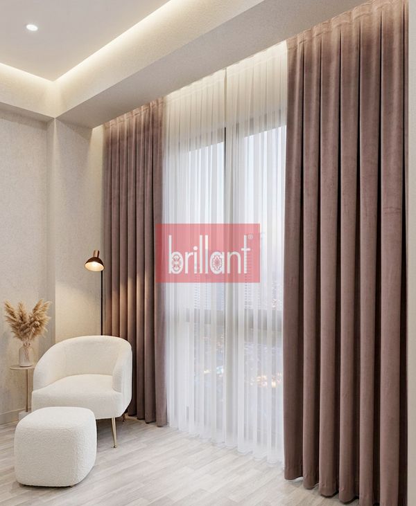 (ekru) Şantuklu Kırık Beyaz 1/3 Sık Pile Tül Perde - 4