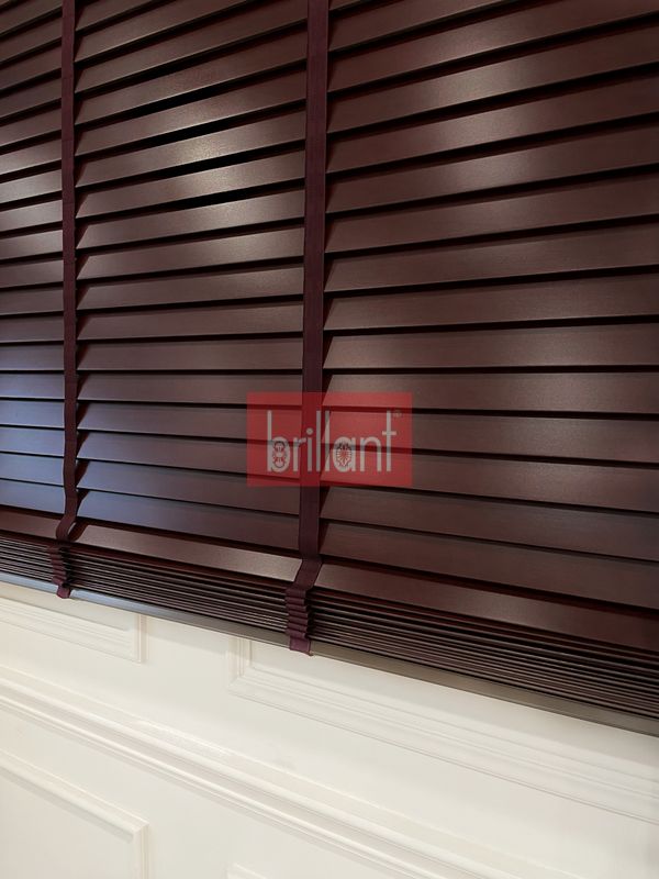 (kahverengi-1) Kızıl Kahve %100 Orijinal Ahşap Jaluzi Perde 50 Mm Ofis Modern Ve Tüm Mekanlar Için - 4