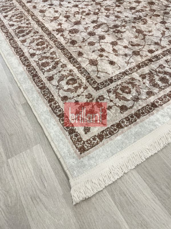 (bej) Klasik Bej Renk LateksTaban Salon ve Yolluk Antre Halı - 6
