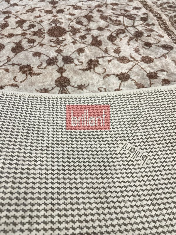 (bej) Klasik Bej Renk LateksTaban Salon ve Yolluk Antre Halı - 7