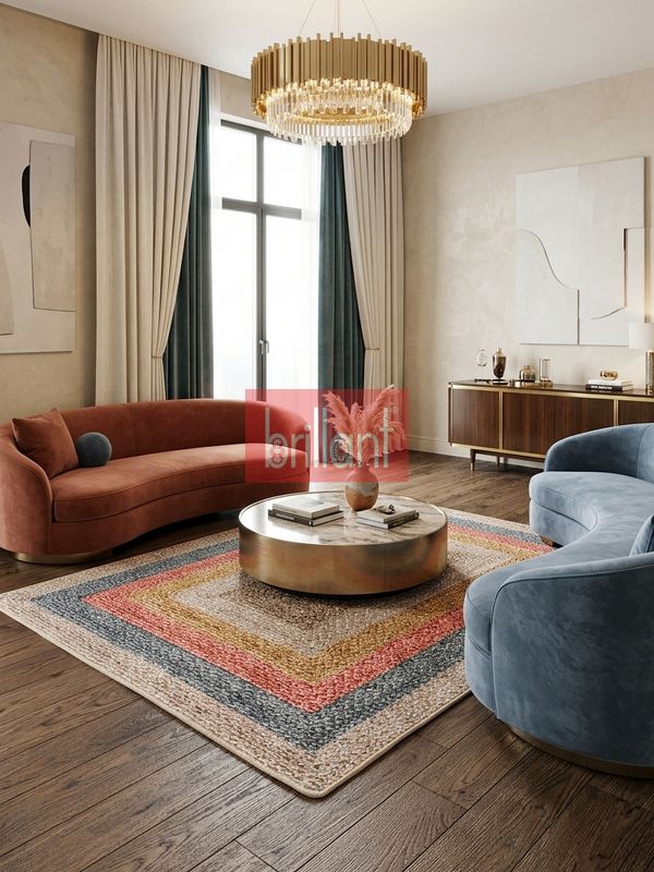 (kahverengi) Sisal Hasır Görünümlü Jüt Lateks Taban Salon Antre Halı - 2
