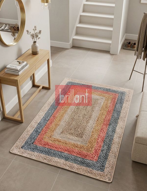 (kahverengi) Sisal Hasır Görünümlü Jüt Lateks Taban Salon Antre Halı - 3