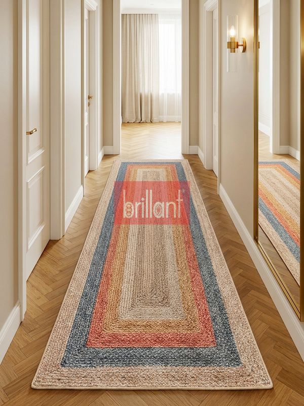 (kahverengi) Sisal Hasır Görünümlü Jüt Lateks Taban Salon Antre Halı - 4