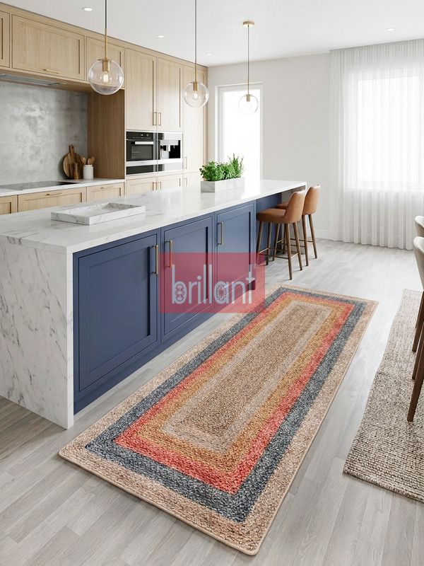 (kahverengi) Sisal Hasır Görünümlü Jüt Lateks Taban Salon Antre Halı - 5