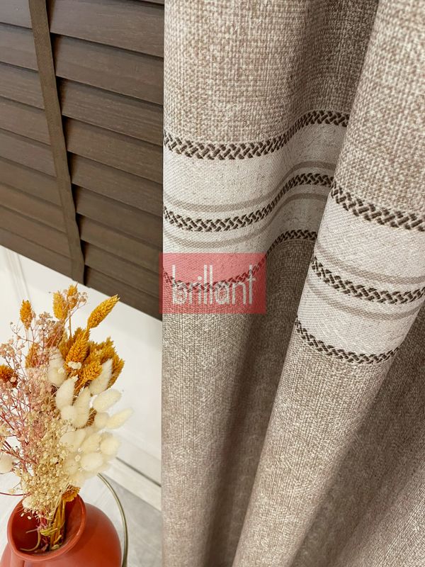 (bej) BEJ- Bordür Geçişli 1/3 Sık Pile Yumuşak Dokulu Fon perde - 4