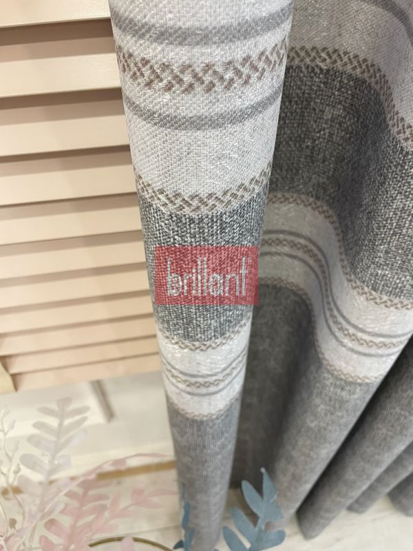(gri) GRİ- Bordür Geçişli 1/3 Sık Pile Yumuşak Dokulu Fon perde - 5