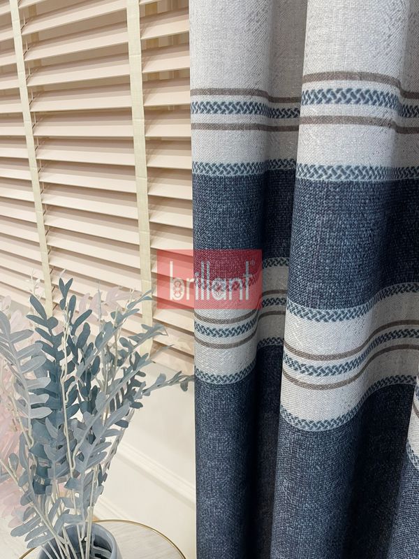 (lacivert) LACİVERT- Bordür Geçişli 1/3 Sık Pile Yumuşak Dokulu Fon perde - 3