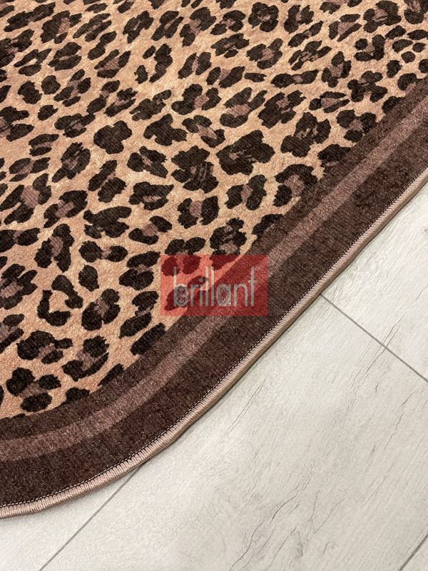 (kahve-koseli) Lepoar Desenli 2 li  Deri Taban Banyo Paspas (60x100 - 60x50) - 6