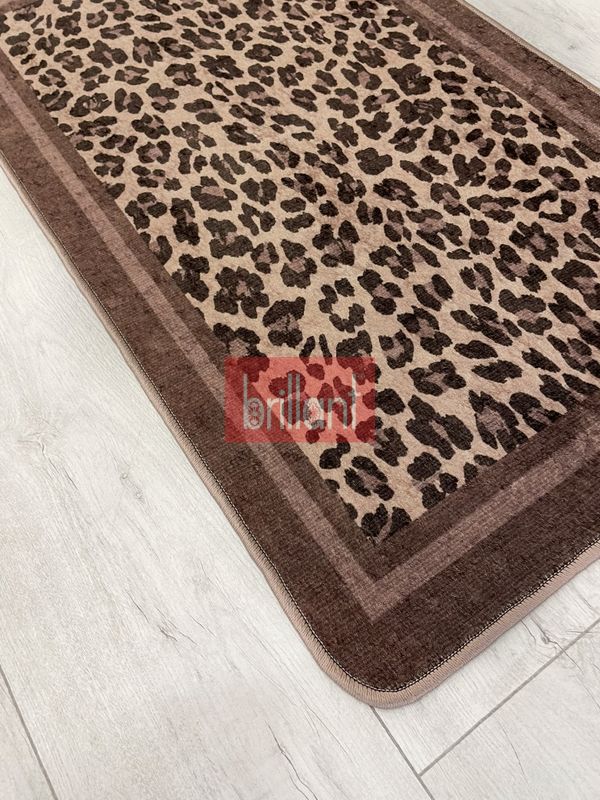 (kahve-oval) Lepoar Desenli 2 li  Deri Taban Oval Banyo Paspas (60x100 - 60x50) - 4