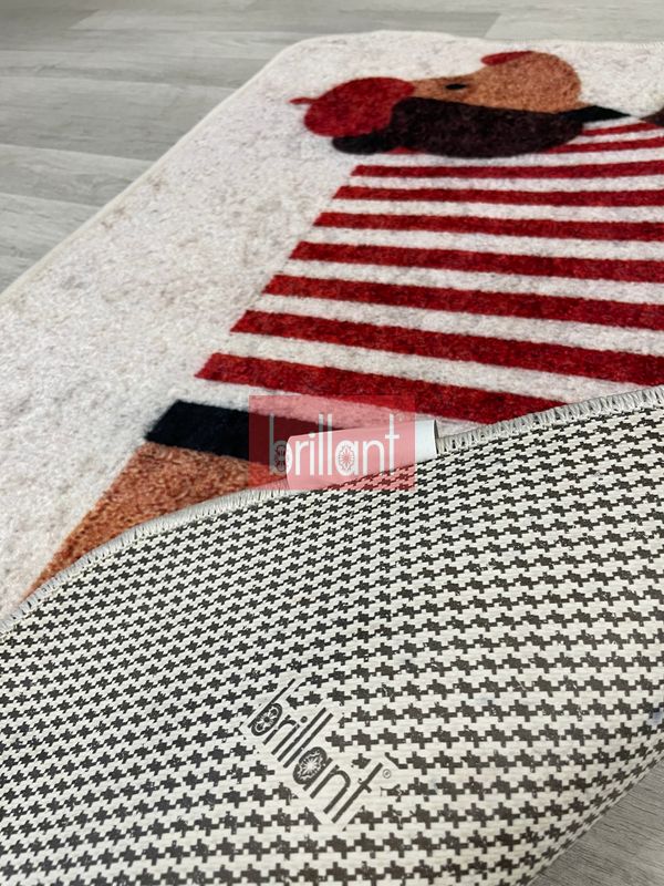 (bej) Köpek Desenli 2'li Lateks Taban Banyo Paspası (60x100-60x50) - 4