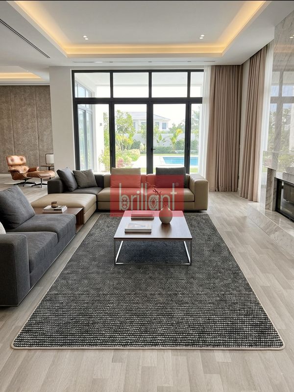 (siyah) Modern Siyah Renk Lateks Taban Salon ve Yolluk Antre Halı - 2