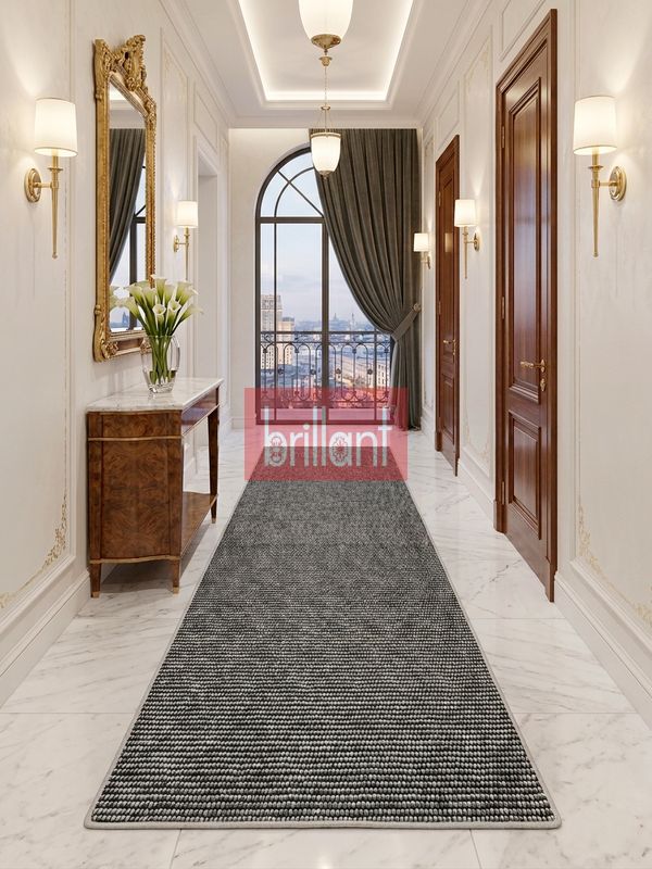 (siyah) Modern Siyah Renk Lateks Taban Salon ve Yolluk Antre Halı - 3