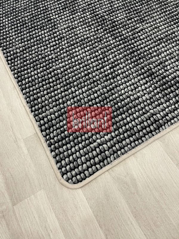 (siyah) Modern Siyah Renk Lateks Taban Salon ve Yolluk Antre Halı - 6
