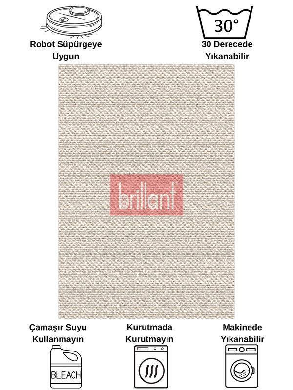 (bej) Modern Bej Renk Lateks Taban Salon ve Yolluk Antre Halı - 6