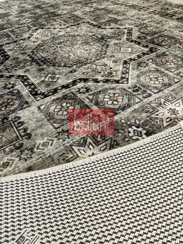 (su-yesili) Klasik Desen Lateks Taban Salon Antre Halı - 6