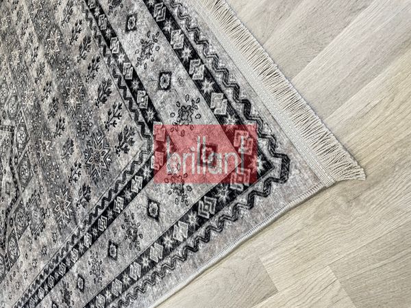 (gri) Klasik Desen Lateks Taban Salon Antre Halı - 5