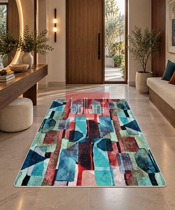 (mavi) Modern LateksTaban Salon Antre Halı - 3