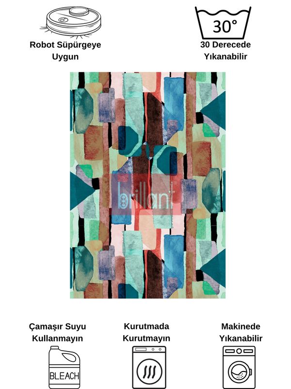 (mavi) Modern LateksTaban Salon Antre Halı - 7