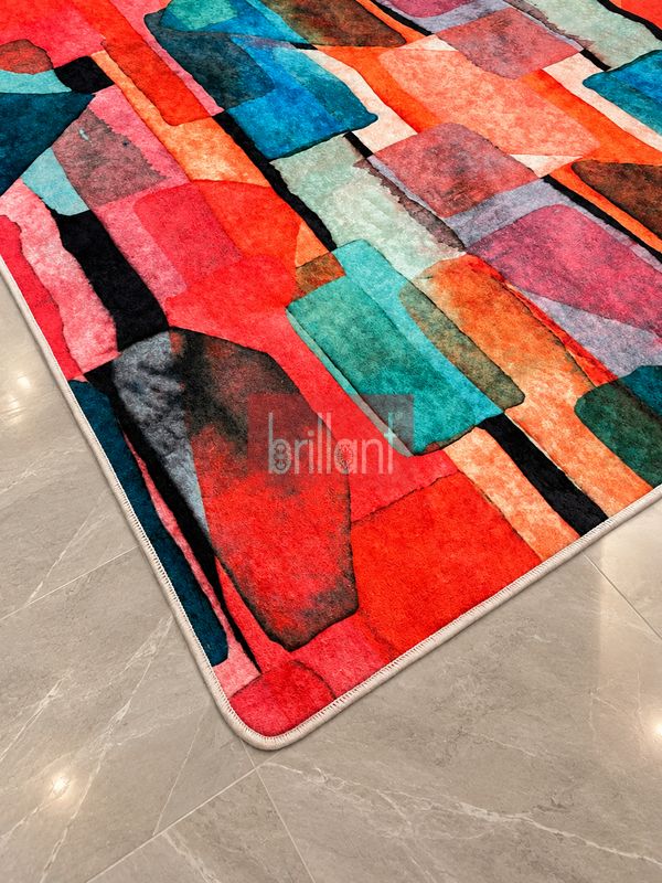 (turuncu) Modern LateksTaban Salon Antre Halı - 6