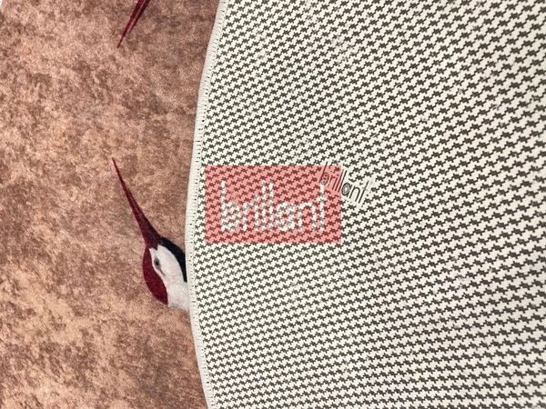 (kahverengi) Turna Kuş Desenli Lateks Taban Salon Antre Halı - 5