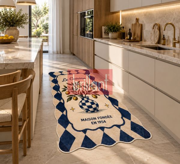 (bej) Le Cuisine Limon Desenli Lateks Taban Mutfak Halısı - 4