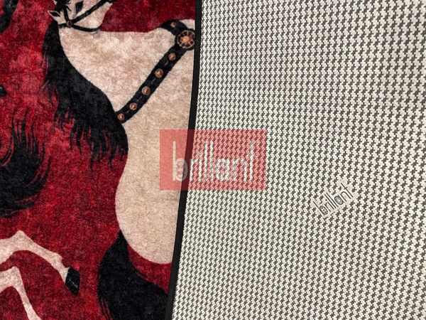 (kirmizi) At Figürlü Lateks Taban Salon Antre Halı - 6