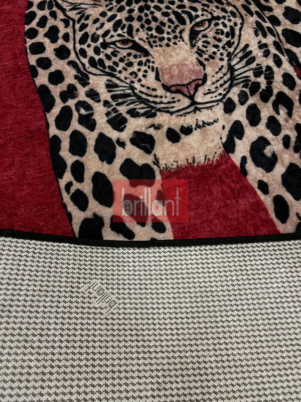 (kirmizi) Leopar Desen Lateks Taban Salon Antre Halı - 6