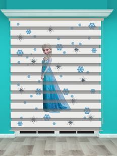 Frozen Elsa Baskılı Kız Çocuk Odası Zebra Perde - PM 005-1 Frozen Elsa Baskılı Kız Çocuk Odası Zebra Perde - PM 005-1