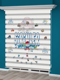 Şirinler Baskılı Çocuk Odası Zebra Perde - PM 018 Şirinler Baskılı Çocuk Odası Zebra Perde - PM 018