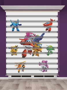 Uçaklar Baskılı Çocuk Odası Zebra Perde - PM 020-1 Uçaklar Baskılı Çocuk Odası Zebra Perde - PM 020-1