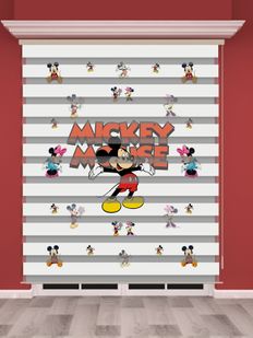 Mickey Mouse Baskılı Çocuk Odası Zebra Perde - PM 024 Mickey Mouse Baskılı Çocuk Odası Zebra Perde - PM 024