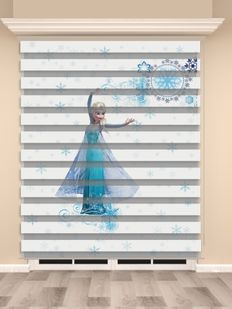 Frozen Elsa Baskılı Kız Çocuk Odası Zebra Perde - PM 035-1