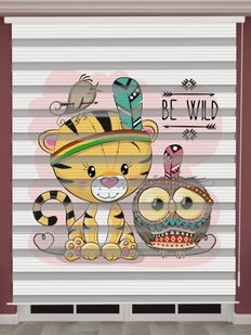Kedi Baskılı Bebek Odası Zebra Perde - PM 045