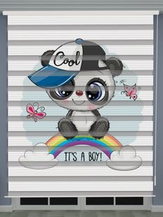 Panda Baskılı Erkek Bebek Odası Zebra Perde - PM 050