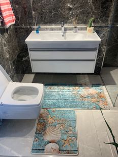 2'li Lateks Kaymaz Taban Saçaksız Banyo Paspas Takımı 2'li Lateks Kaymaz Taban Saçaksız Banyo Paspas Takımı